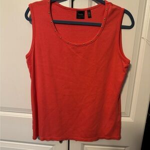 Rafaella Coral Tank Top with Studded Neckline